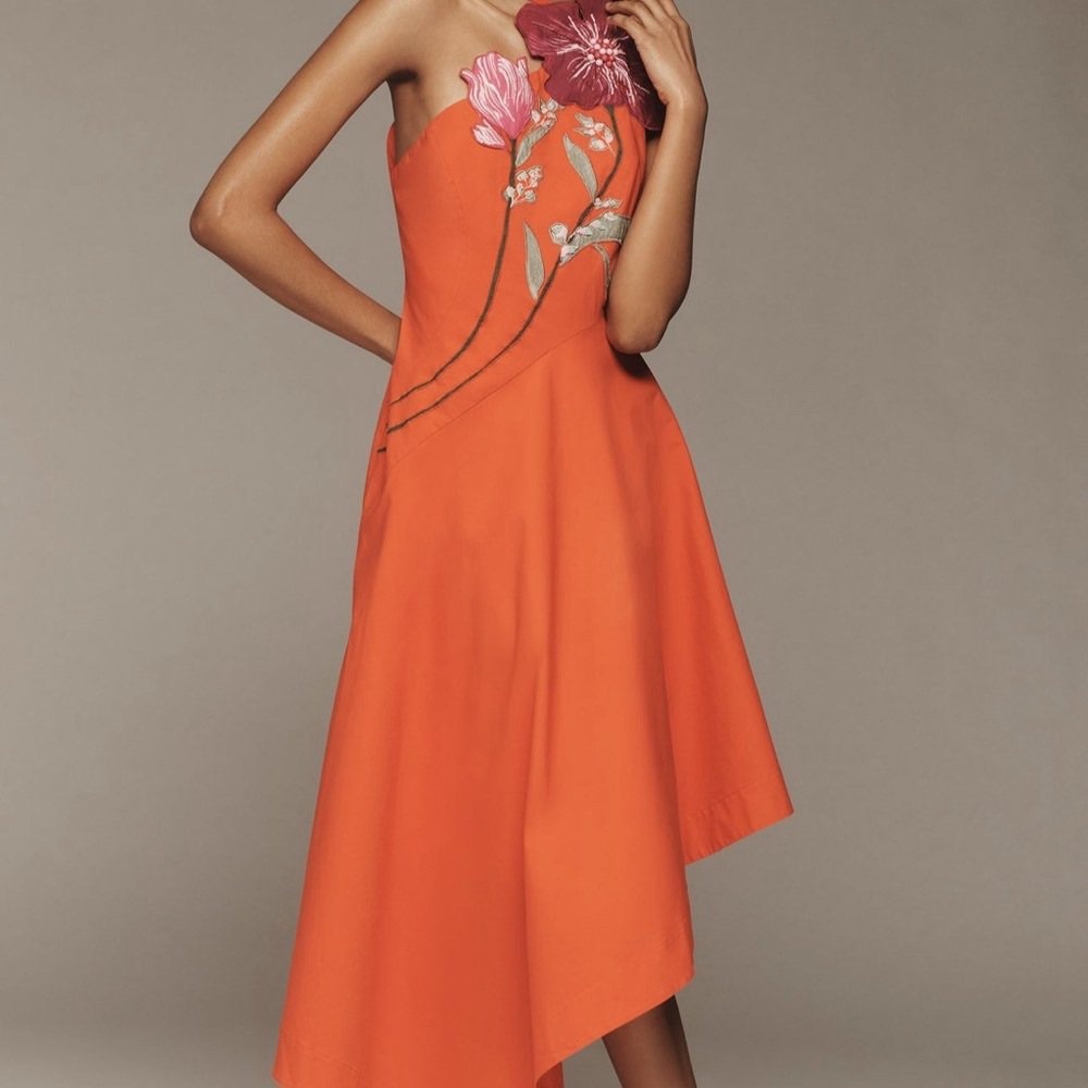 Elegant Orange Floral Dress